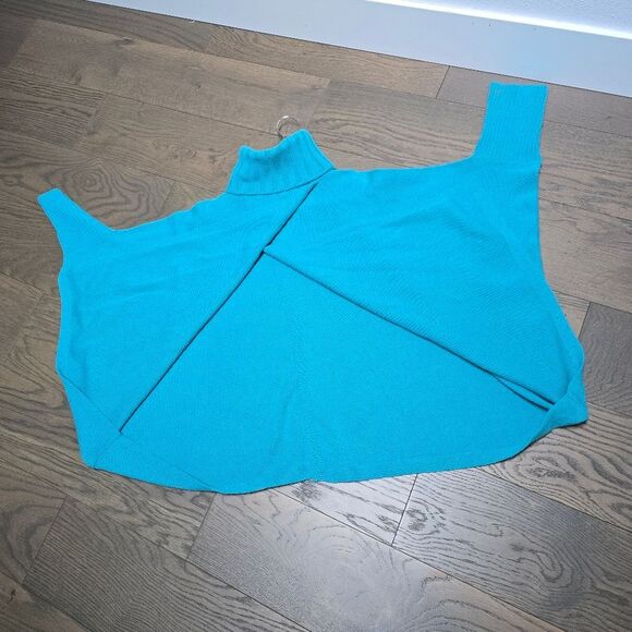 Diane Von Furstenberg Ahiga Turtleneck Poncho Wool Cadhmere Sweater in Turquouse - Picture 8 of 14